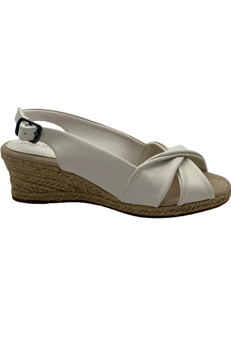 Easy Street Wedge Sandals Maureen White - Narrow